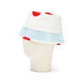 Buckethat with polkadot pattern on a white background