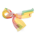 Colorful striped silk scarf on a white background